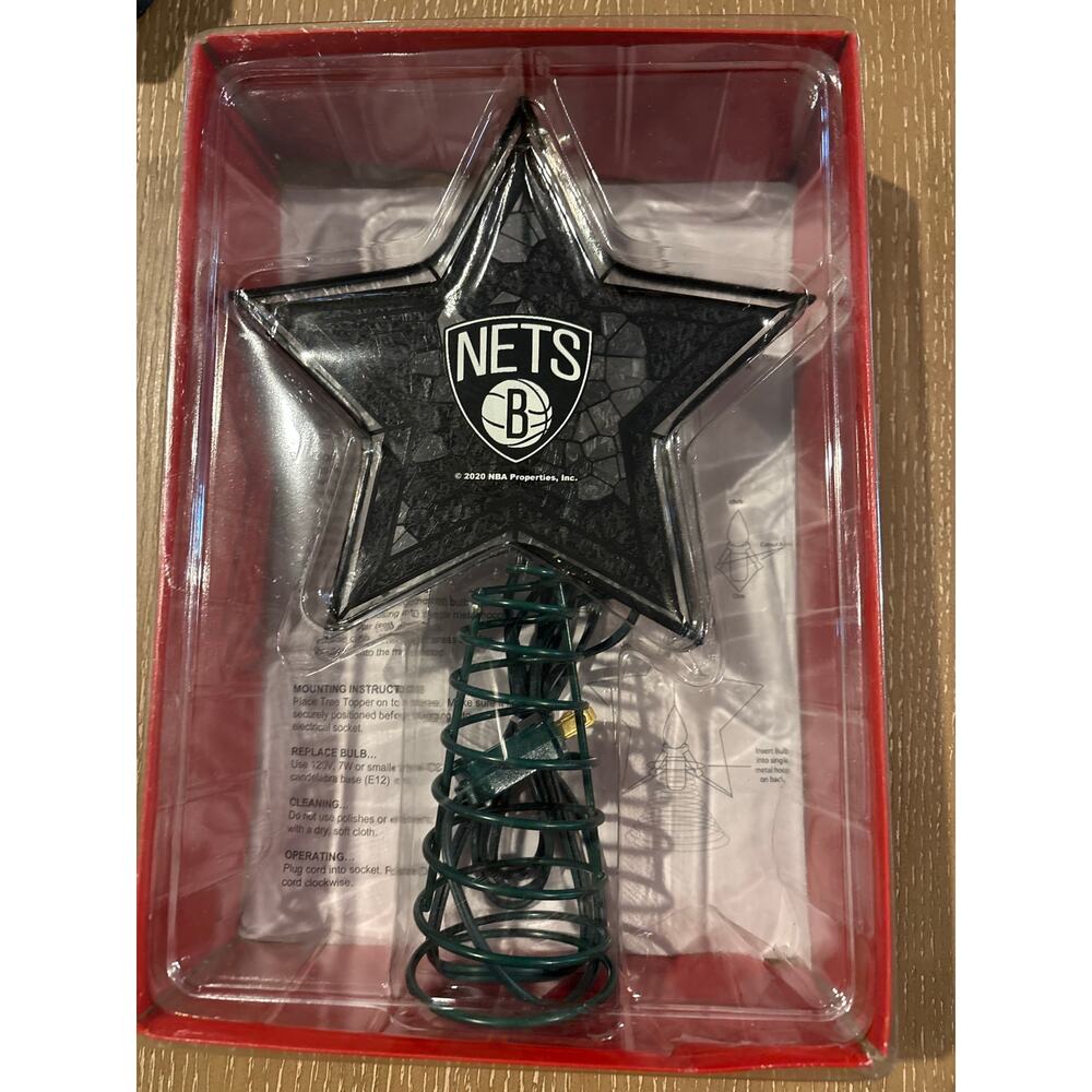 Brooklyn Nets‎ Mosaic Tree Topper Star Christmas Lighted NBA Holiday NEW